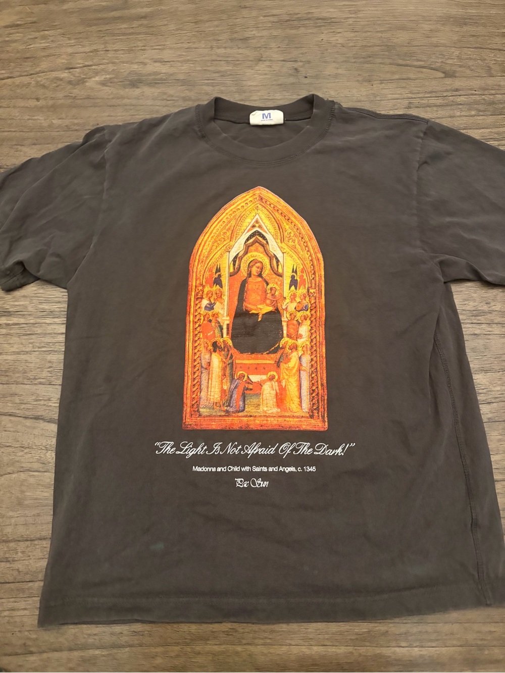 Pacsun Graphic Crewneck T-Shirt with Religious Artwork - Black